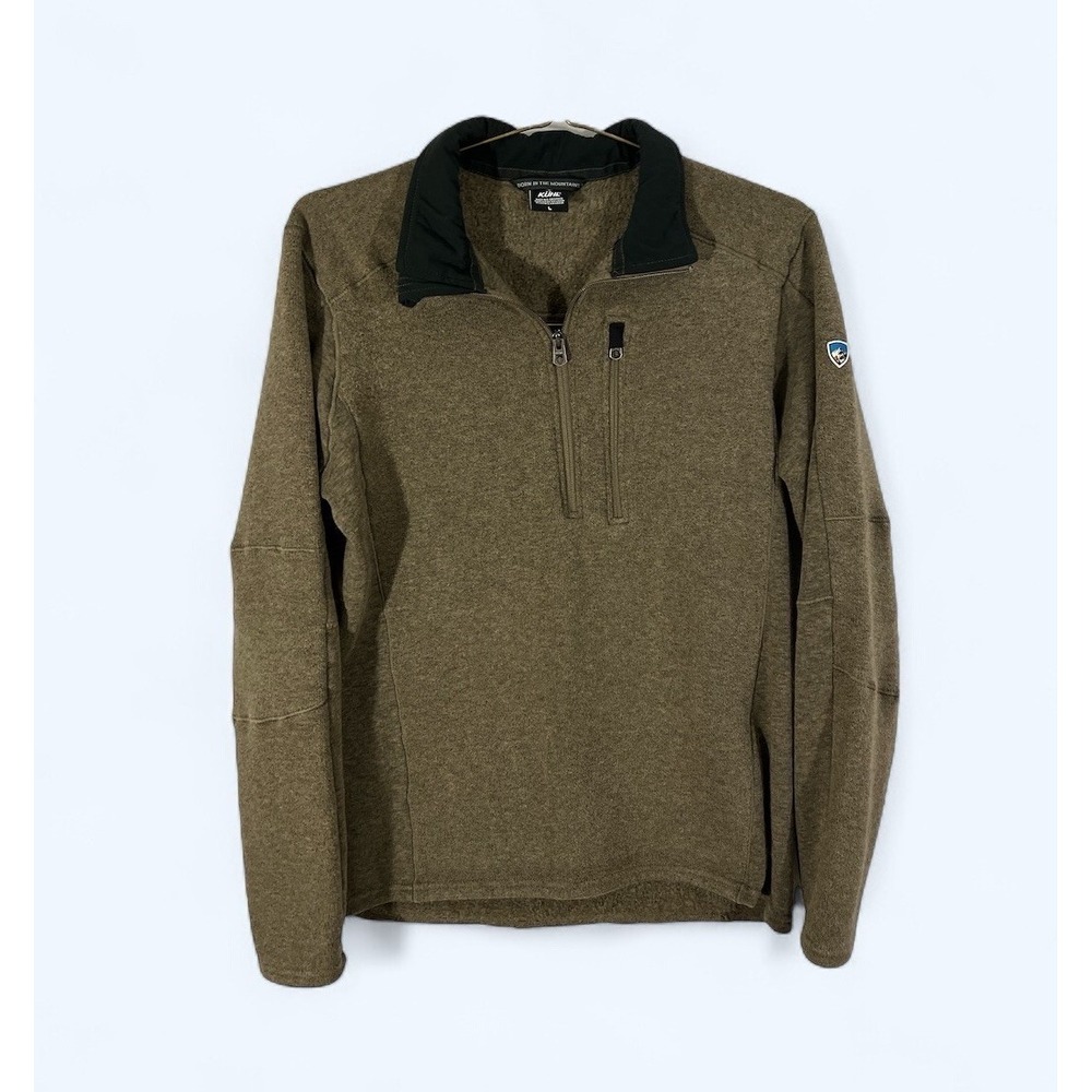 Kuhl Interceptr Mens Large Beige 1/4 Zip Pullover Fleece Hiking Outdoors